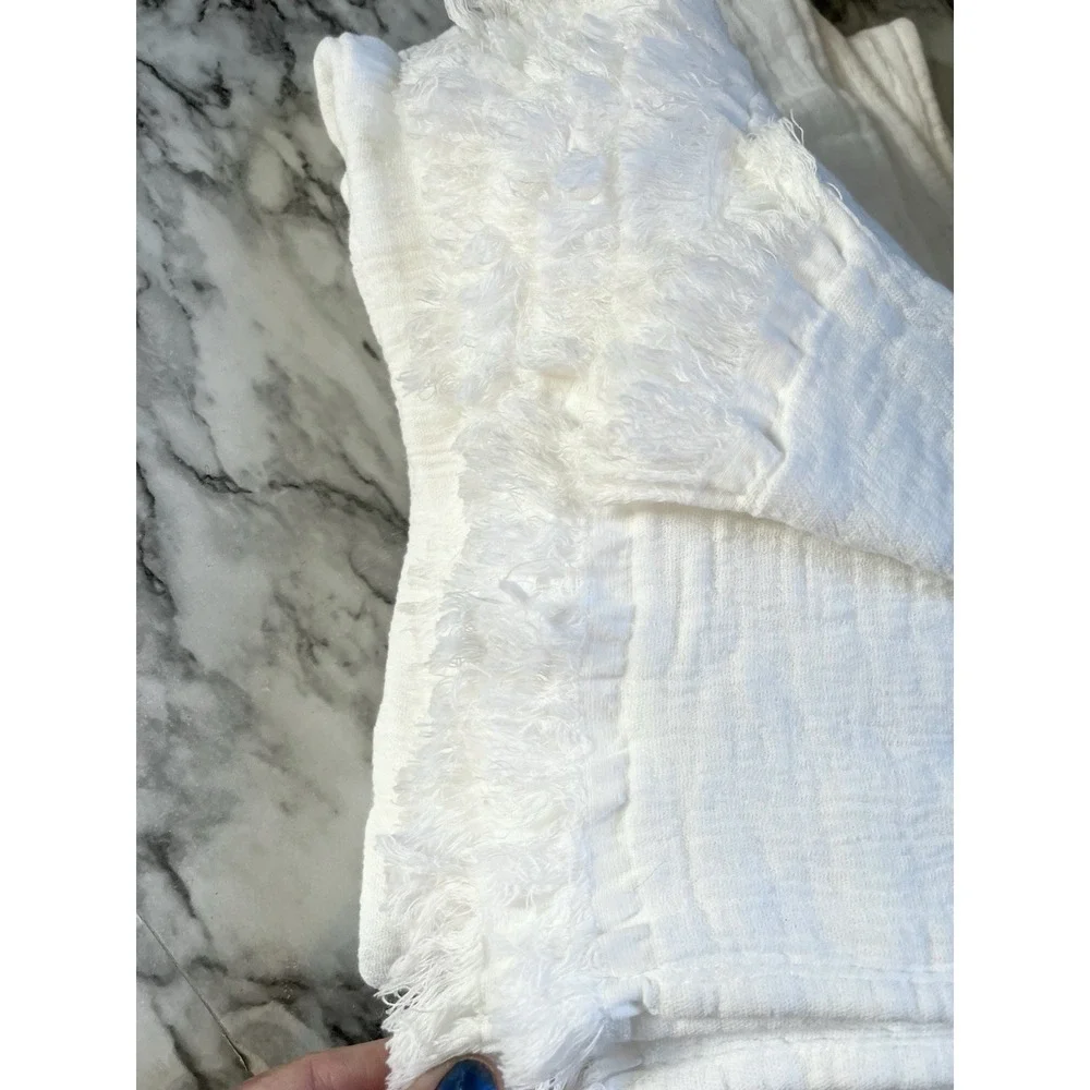 Piscatextil NWT Portugal 100% Cotton Throw Blanket Gauze Cottage White 50